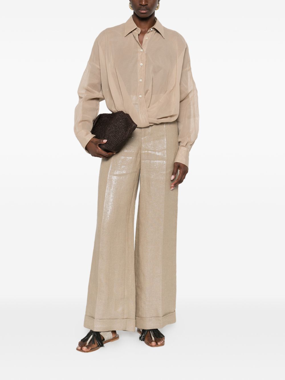 Pantaloni in lurex in beige Brunello cucinelli - donna 