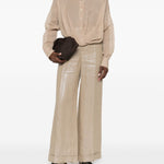 Pantaloni in lurex in beige Brunello cucinelli - donna 