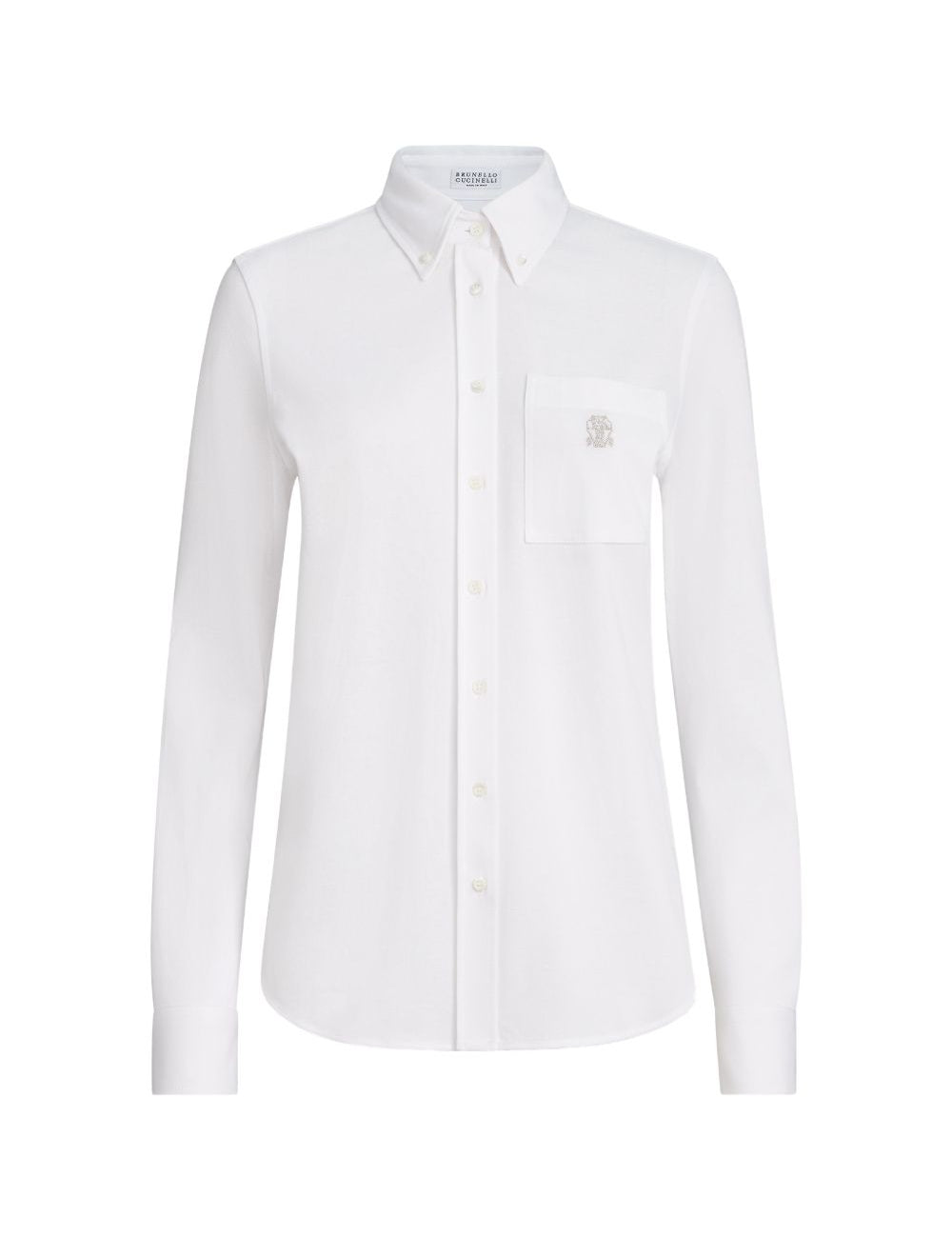 Camicia con logo in bianco brunello cucinelli - donna 