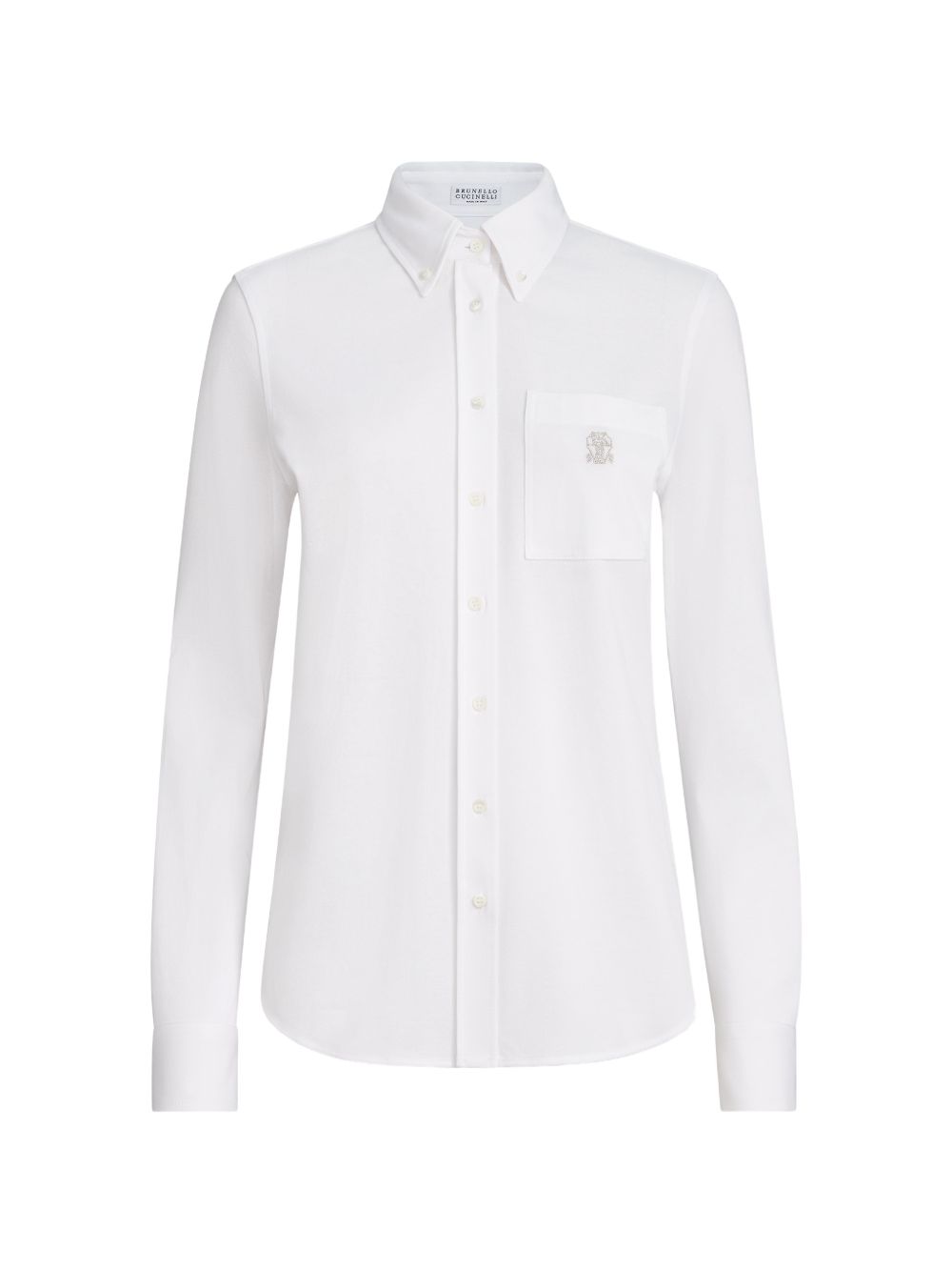 Camicia con logo in bianco brunello cucinelli - donna 
