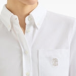 Camicia con logo in bianco brunello cucinelli - donna 