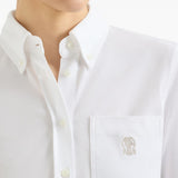 Camicia con logo in bianco brunello cucinelli - donna 