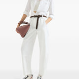 Camicia con logo in bianco brunello cucinelli - donna 
