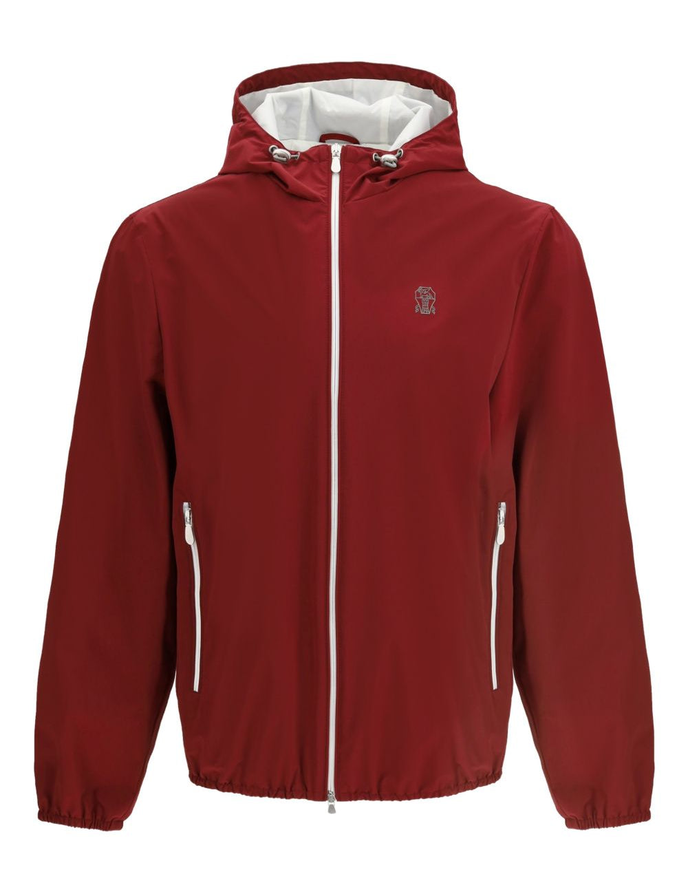 Giacca con cappuccio e zip in rosso Brunello cucinelli - uomo 