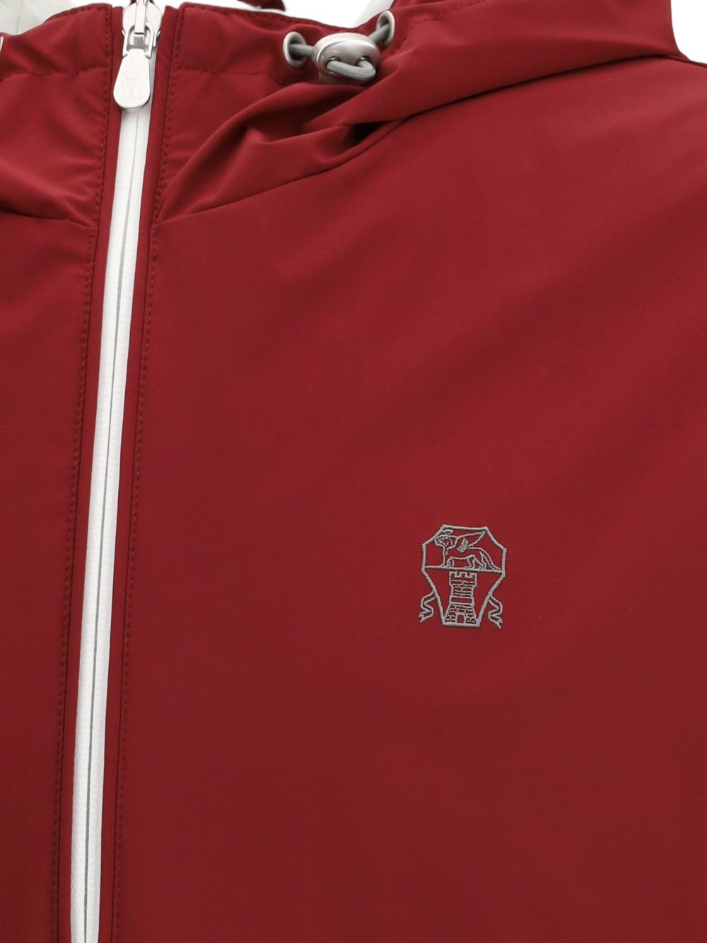 Giacca con cappuccio e zip in rosso Brunello cucinelli - uomo 
