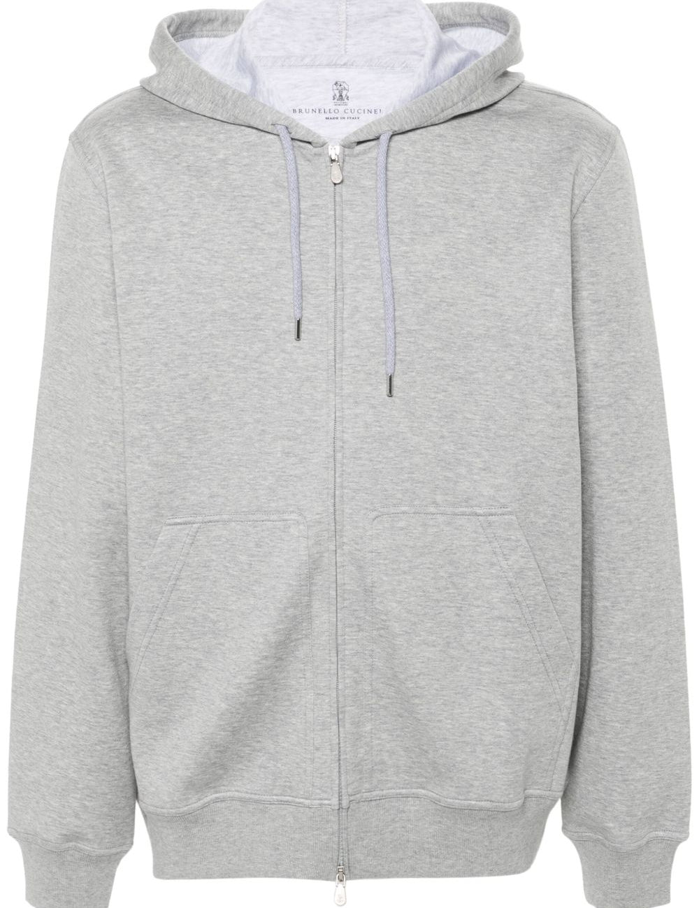 Felpa mélange con cappuccio in grigio Brunello cucinelli - uomo 