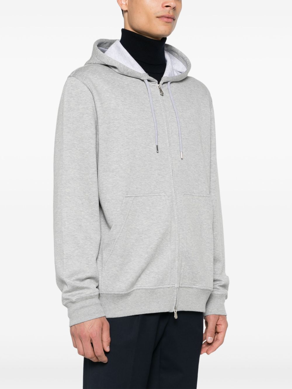 Felpa mélange con cappuccio in grigio Brunello cucinelli - uomo 