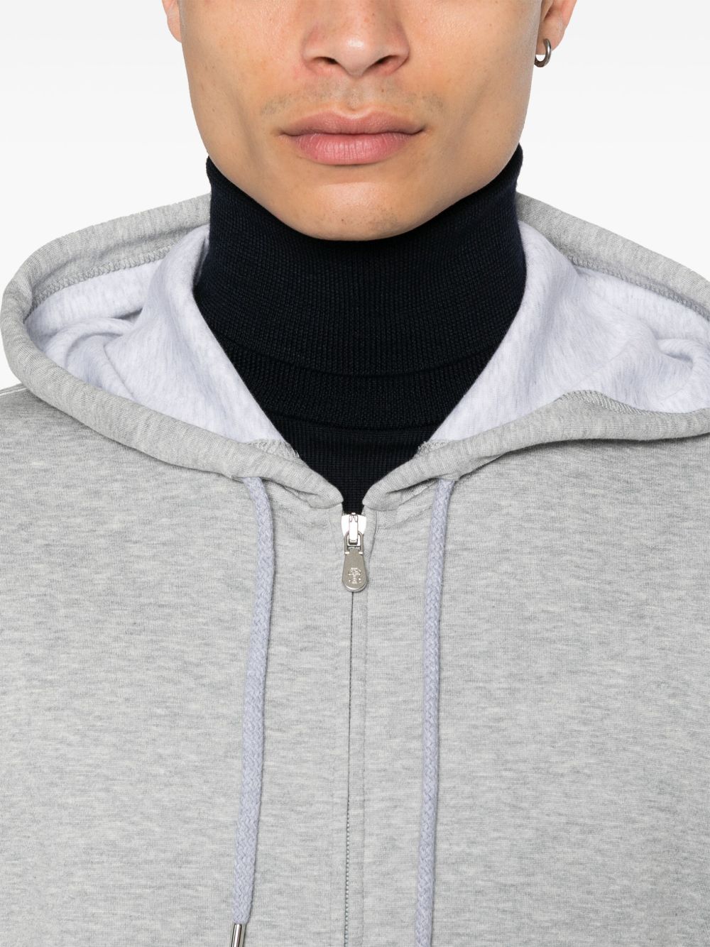 Felpa mélange con cappuccio in grigio Brunello cucinelli - uomo 