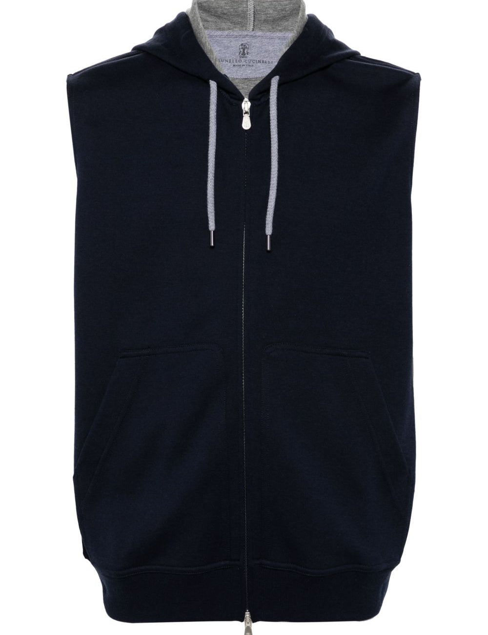 Felpa smanicata con cappuccio in blu Brunello cucinelli - uomo 