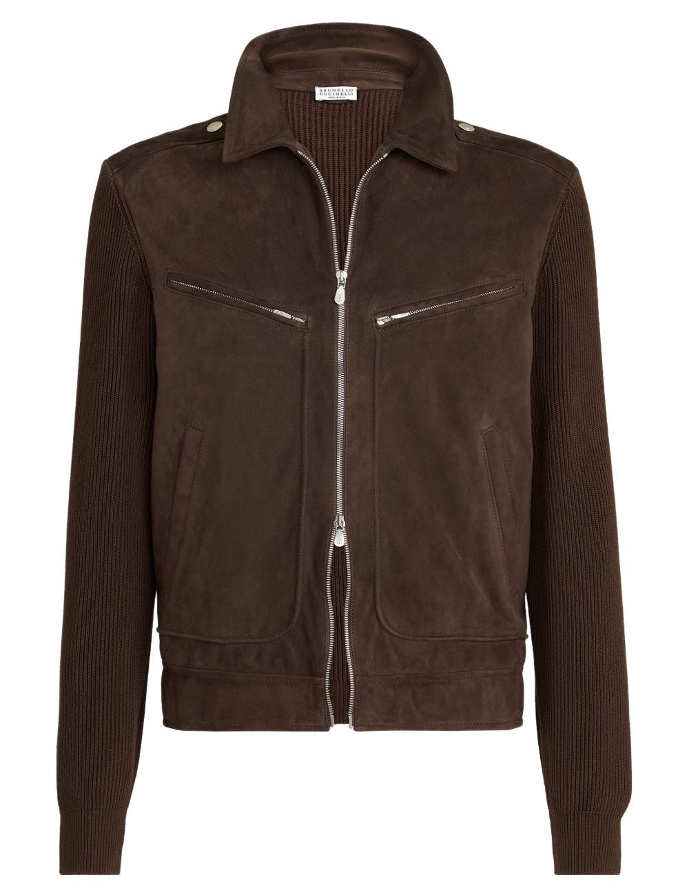 Giacca in pelle scamosciata in marrone Brunello Cucinelli - uomo 