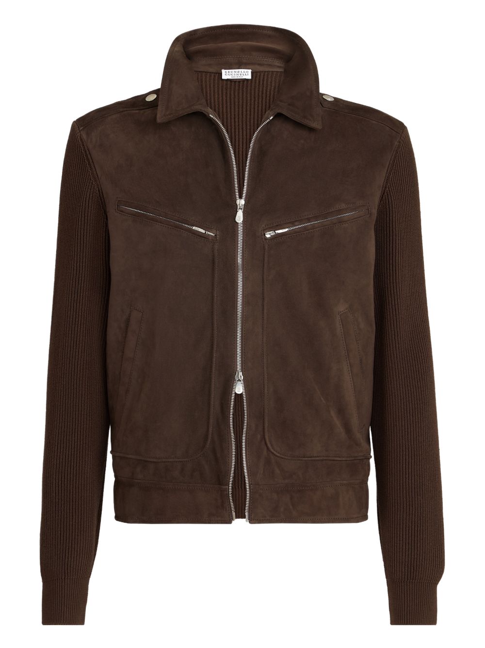 Giacca in pelle scamosciata in marrone Brunello Cucinelli - uomo 