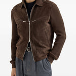 Giacca in pelle scamosciata in marrone Brunello Cucinelli - uomo 