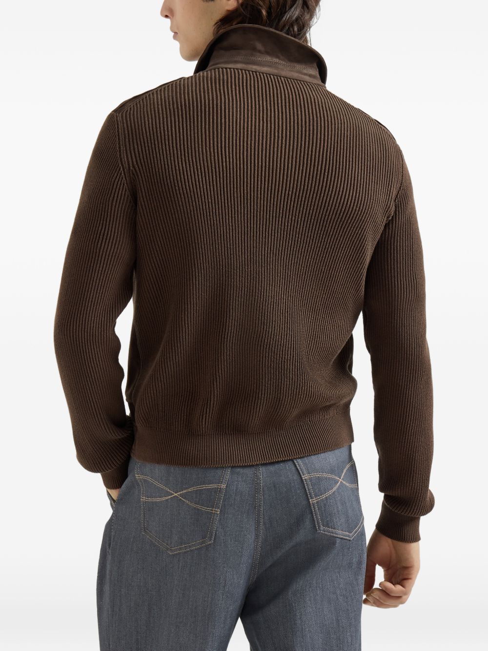 Giacca in pelle scamosciata in marrone Brunello Cucinelli - uomo 