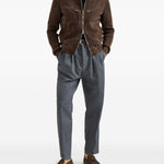 Giacca in pelle scamosciata in marrone Brunello Cucinelli - uomo 