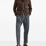 Giacca in pelle scamosciata in marrone Brunello Cucinelli - uomo 