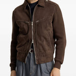 Giacca in pelle scamosciata in marrone Brunello Cucinelli - uomo 