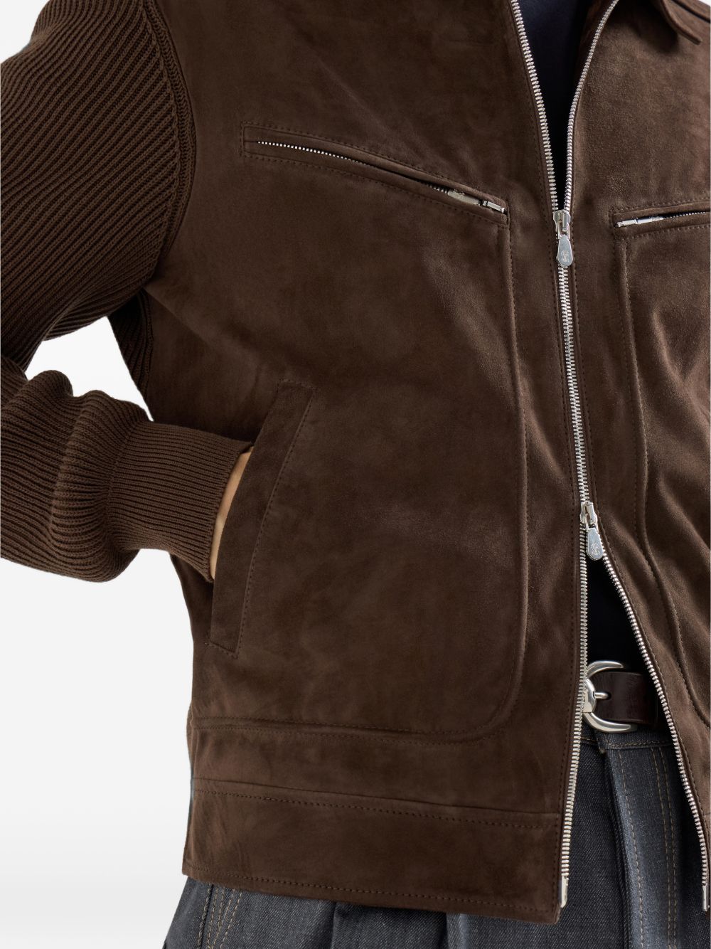 Giacca in pelle scamosciata in marrone Brunello Cucinelli - uomo 