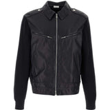 Cardigan con inserti in pelle nero Brunello Cucinelli - uomo 