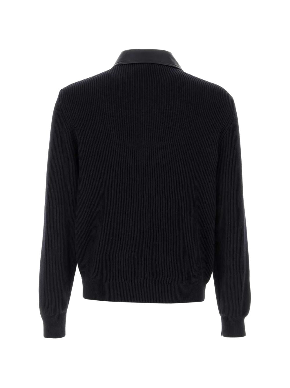 Cardigan con inserti in pelle nero Brunello Cucinelli - uomo 