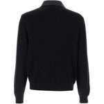 Cardigan con inserti in pelle nero Brunello Cucinelli - uomo 