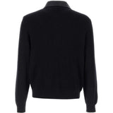Cardigan con inserti in pelle nero Brunello Cucinelli - uomo 