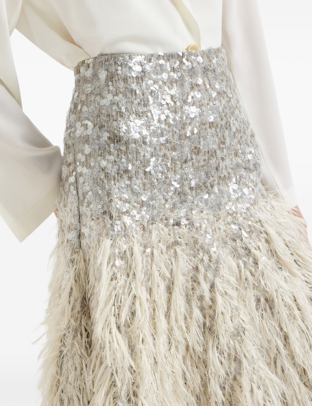Gonna midi con paillettes in argento Brunello cucinelli - donna 