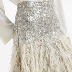 Gonna midi con paillettes in argento Brunello cucinelli - donna 