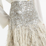 Gonna midi con paillettes in argento Brunello cucinelli - donna 