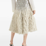 Gonna midi con paillettes in argento Brunello cucinelli - donna 