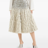 Gonna midi con paillettes in argento Brunello cucinelli - donna 