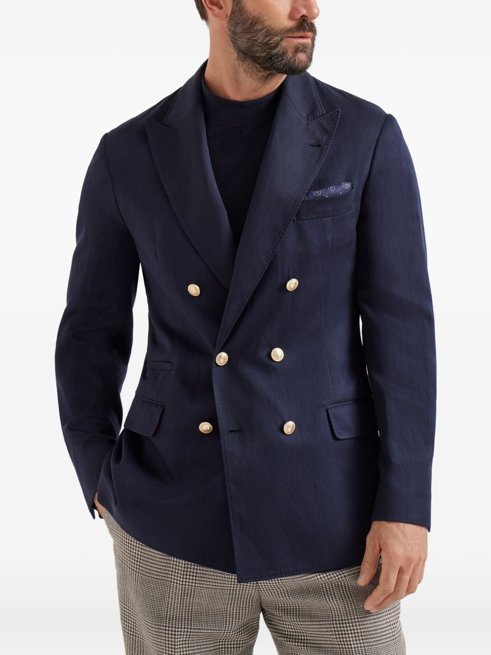 Blazer doppiopetto in blu Brunello cucinelli - uomo 