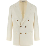 Blazer doppiopetto in beige Brunello cucinelli - uomo 