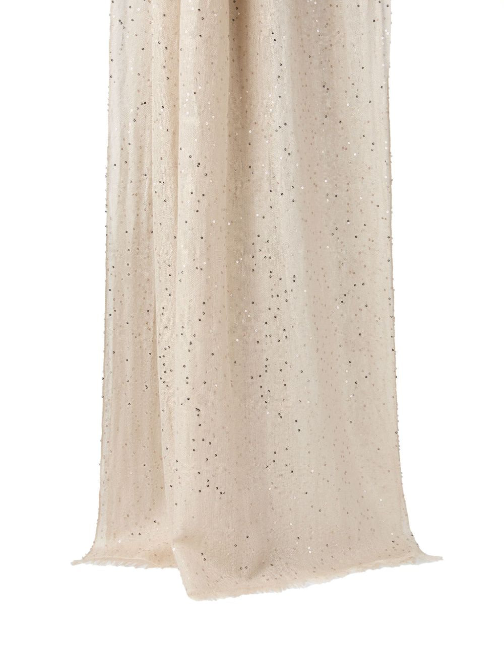 Sciarpa con paillettes in bianco Brunello cucinelli - donna 