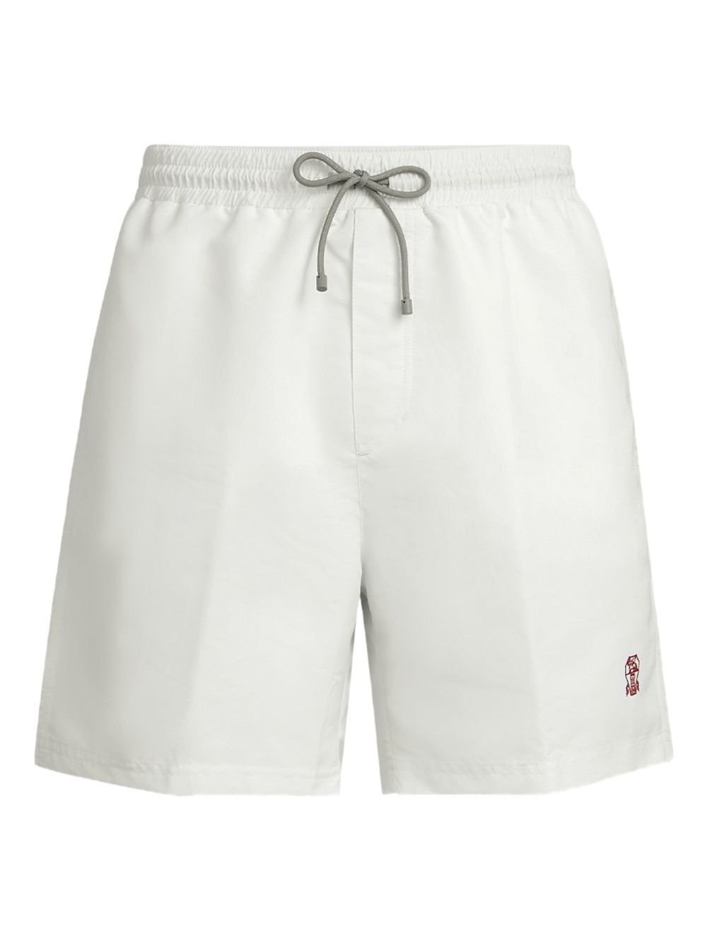 Costume da bagno con coulisse e logo in bianco Brunello cucinelli - uomo 