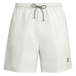 Costume da bagno con coulisse e logo in bianco Brunello cucinelli - uomo 