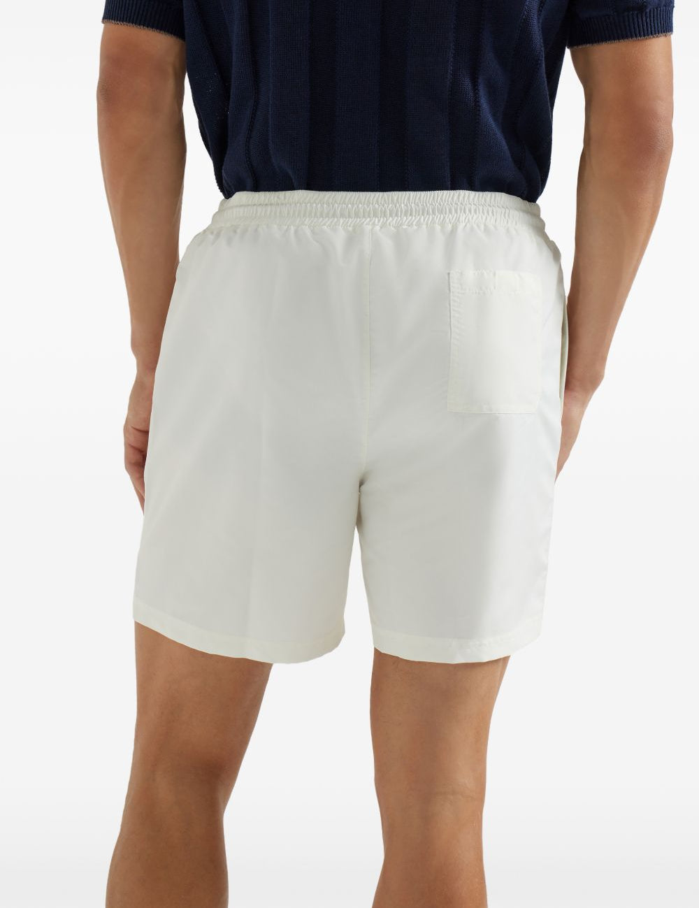 Costume da bagno con coulisse e logo in bianco Brunello cucinelli - uomo 