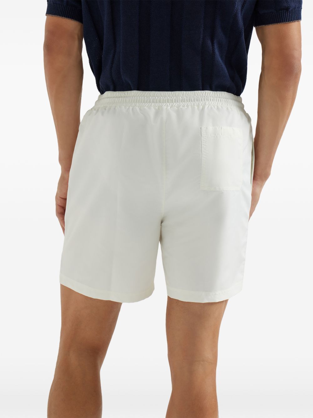 Costume da bagno con coulisse e logo in bianco Brunello cucinelli - uomo 