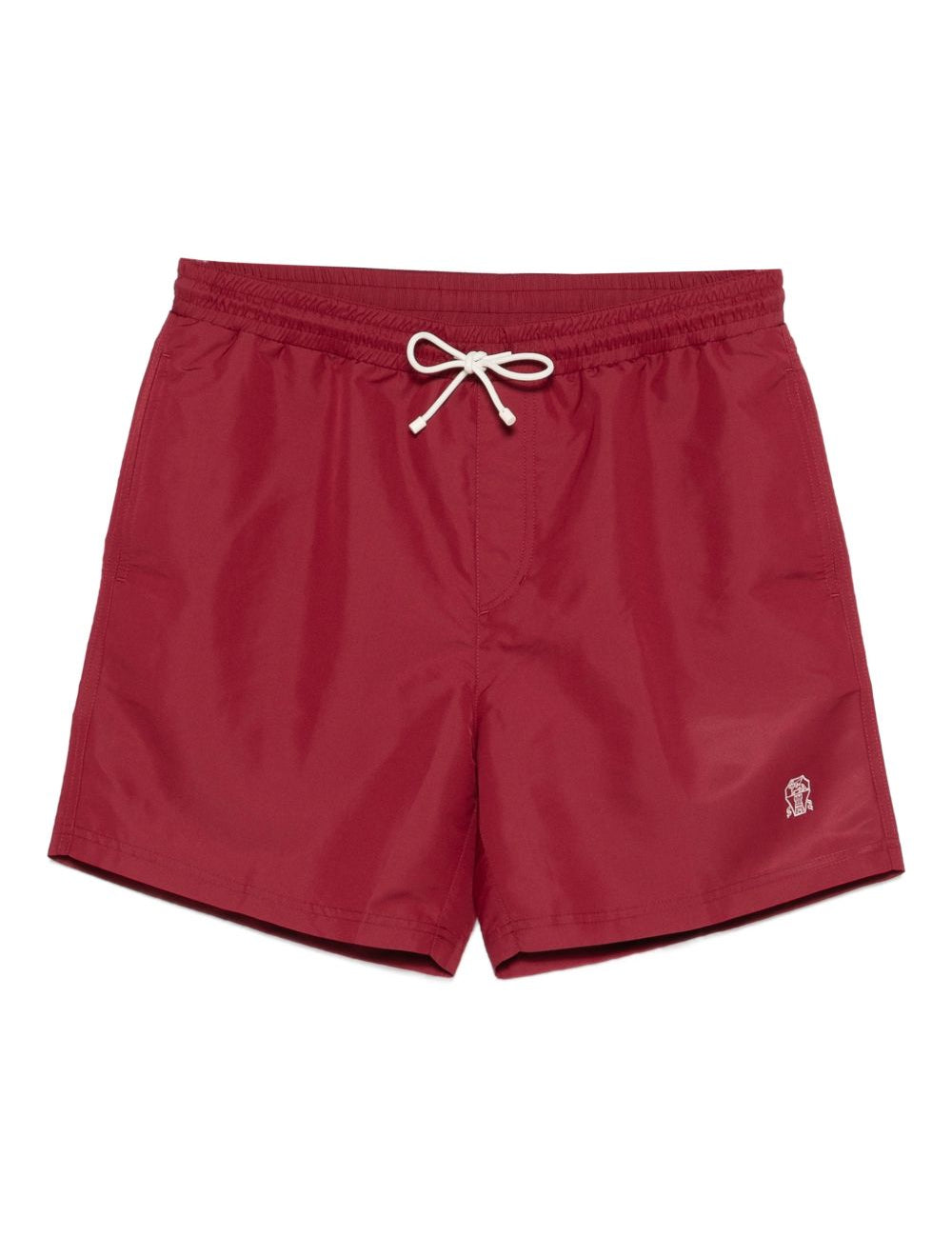 Costume da bagno con coulisse e logo in rosso Brunello cucinelli - uomo 