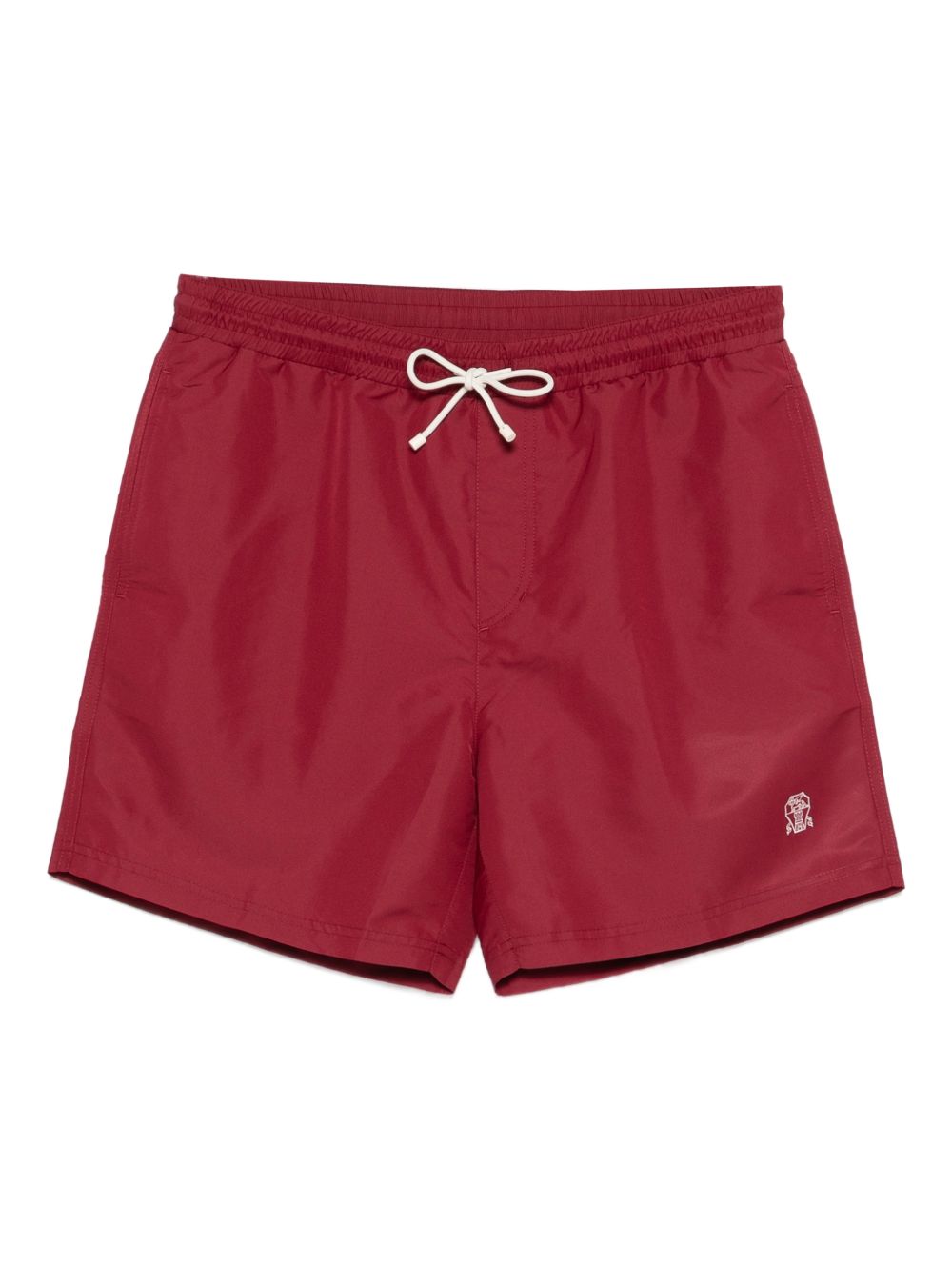 Costume da bagno con coulisse e logo in rosso Brunello cucinelli - uomo 
