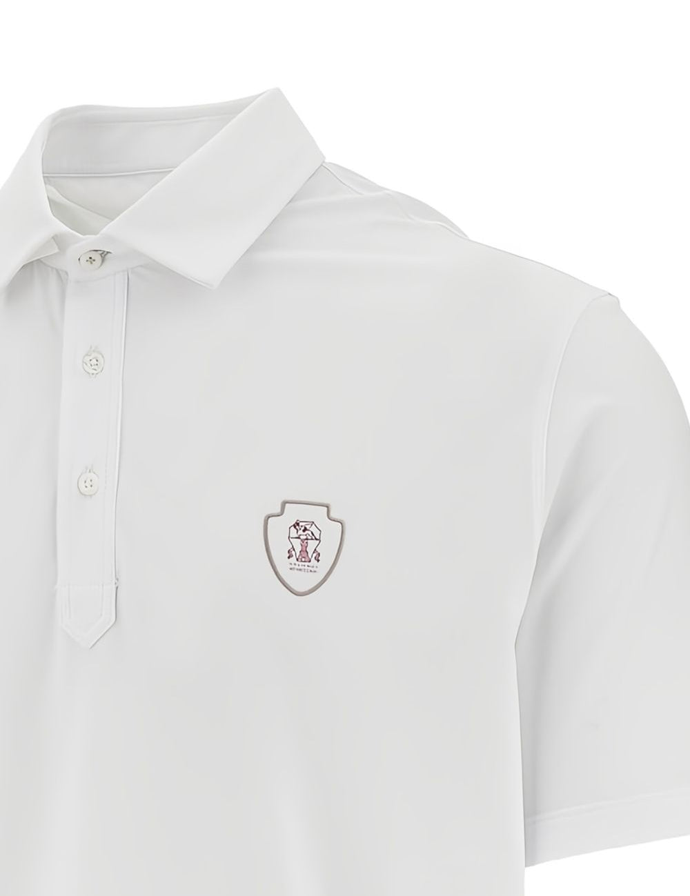 Polo con logo e toppa in bianco Brunello cucinelli - uomo 