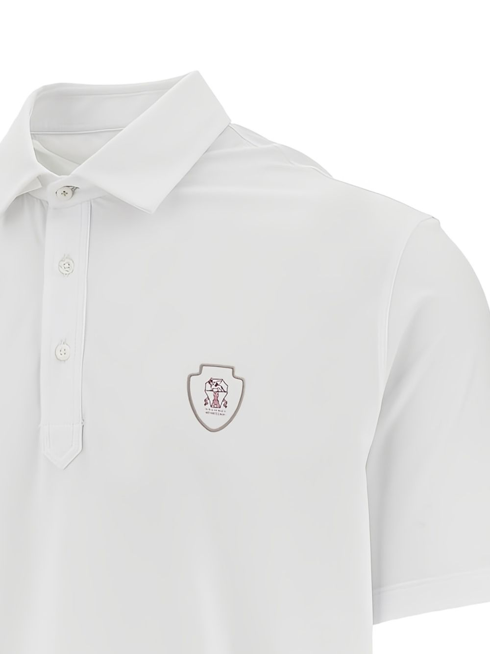 Polo con logo e toppa in bianco Brunello cucinelli - uomo 