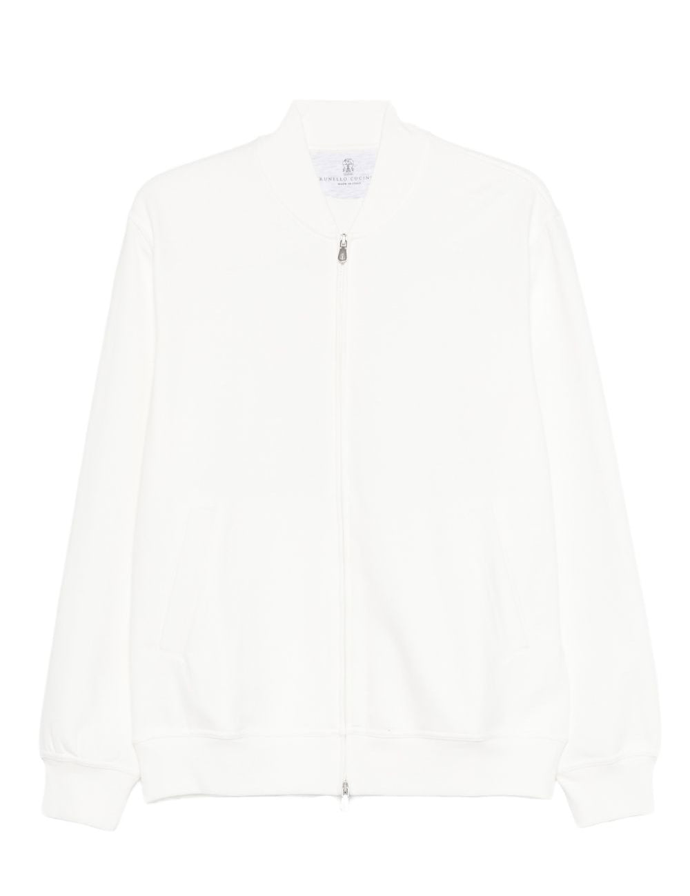 Felpa con zip in bianco Brunello cucinelli - uomo 