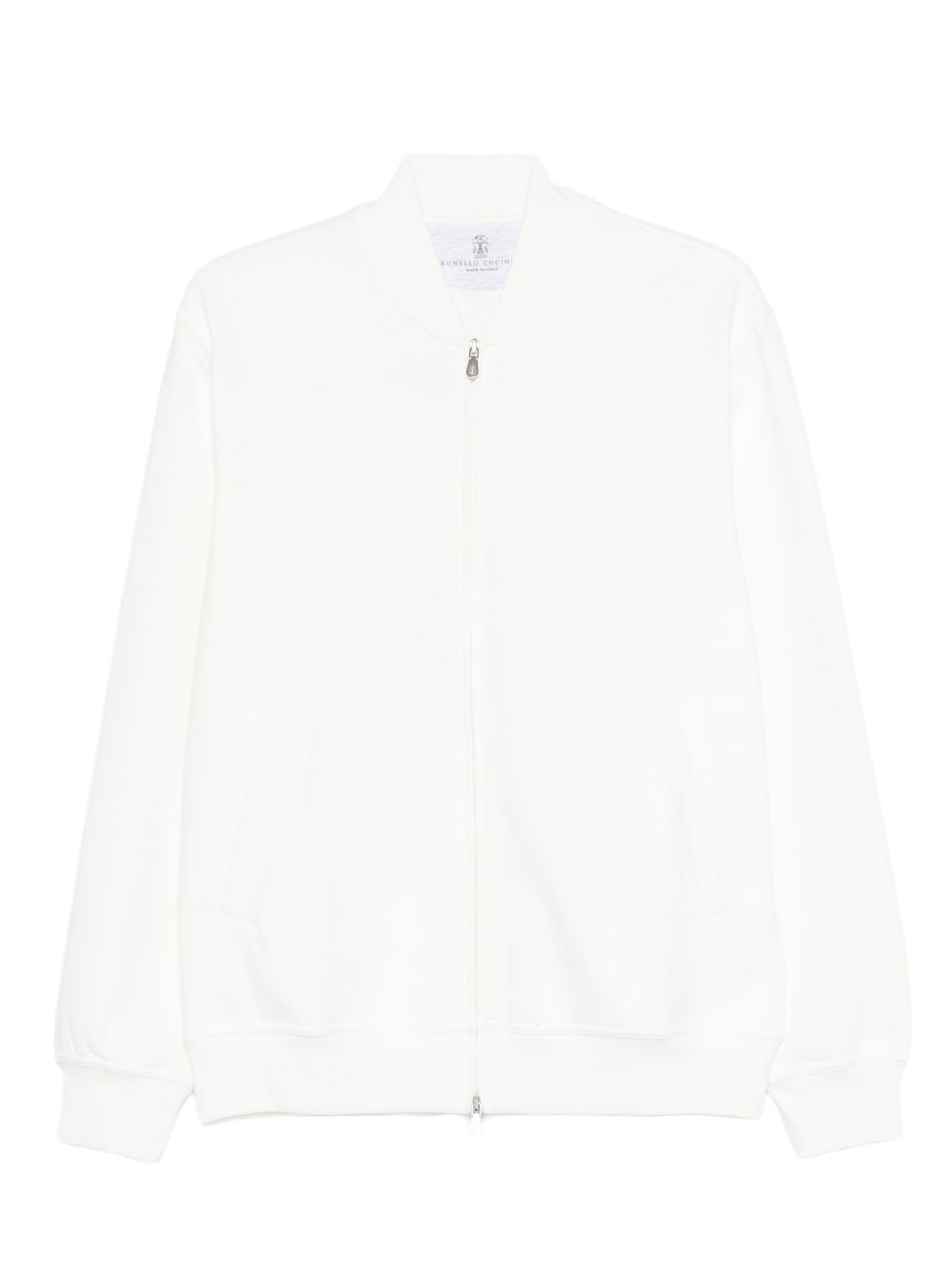 Felpa con zip in bianco Brunello cucinelli - uomo 