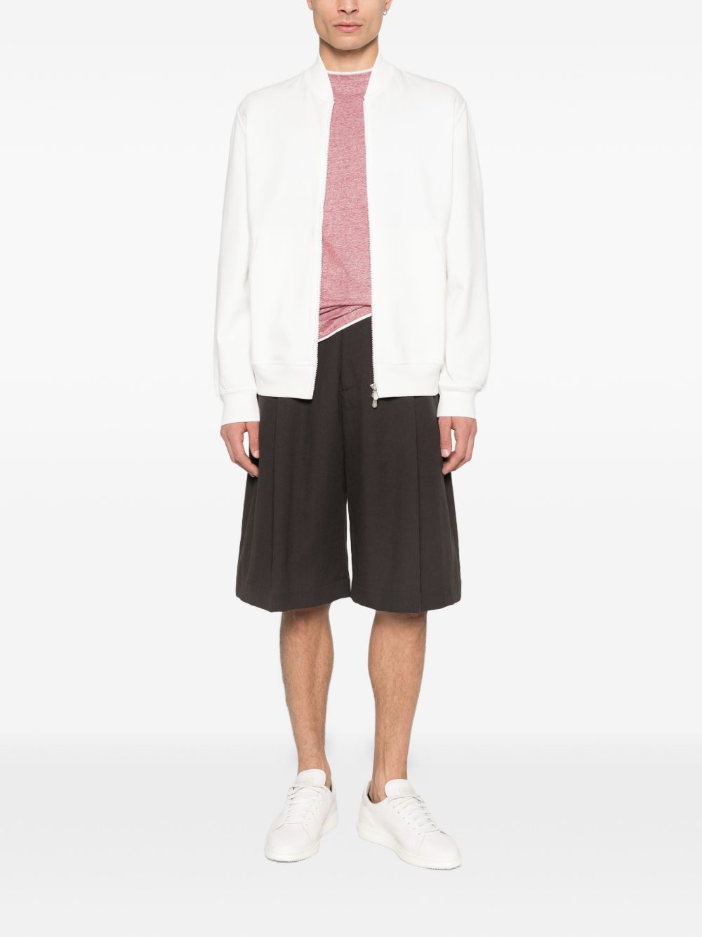 Felpa con zip in bianco Brunello cucinelli - uomo 