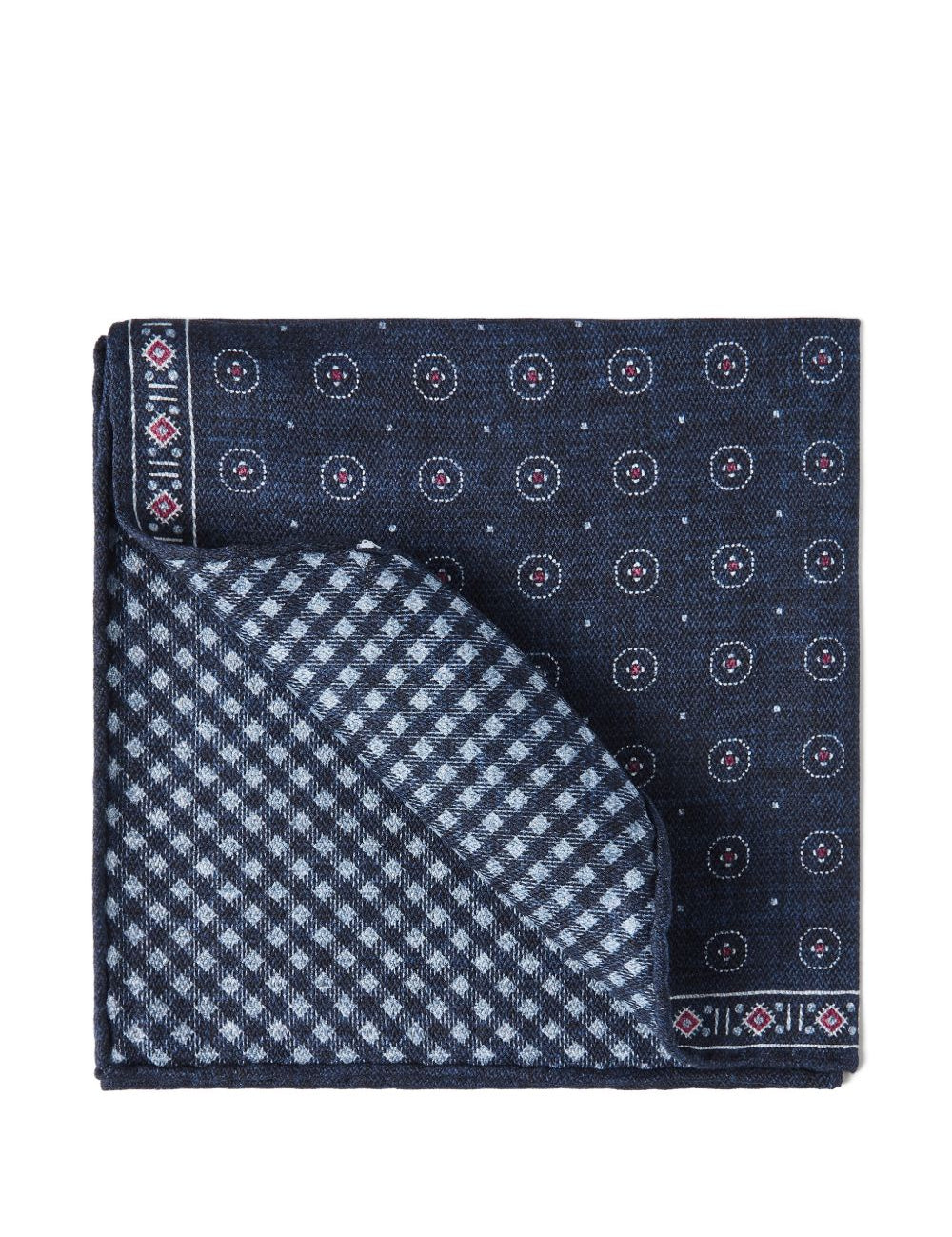 Fazzoletto da taschino in seta con stampa geometrica in blu Brunello cucinelli - uomo 