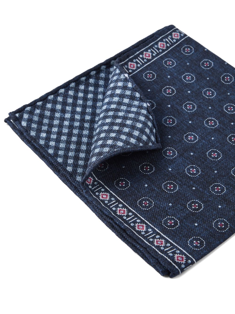 Fazzoletto da taschino in seta con stampa geometrica in blu Brunello cucinelli - uomo 