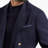 Fazzoletto da taschino in seta con stampa geometrica in blu Brunello cucinelli - uomo 