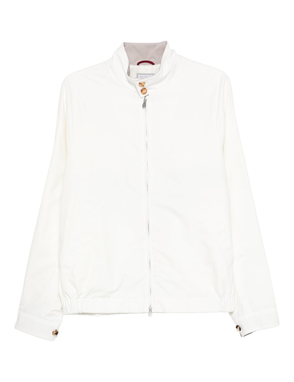 Giacca con zip antivento in bianco Brunello cucinelli - uomo 