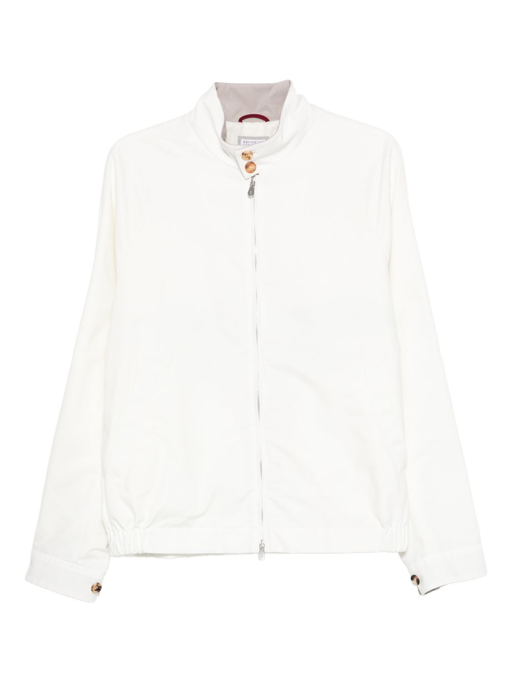 Giacca con zip antivento in bianco Brunello cucinelli - uomo 