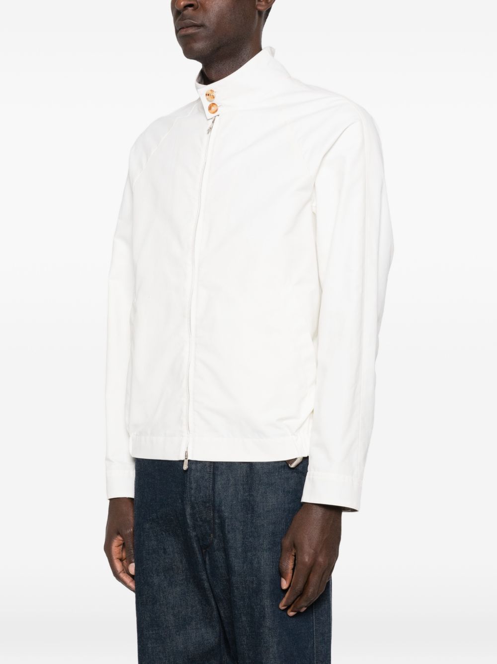 Giacca con zip antivento in bianco Brunello cucinelli - uomo 
